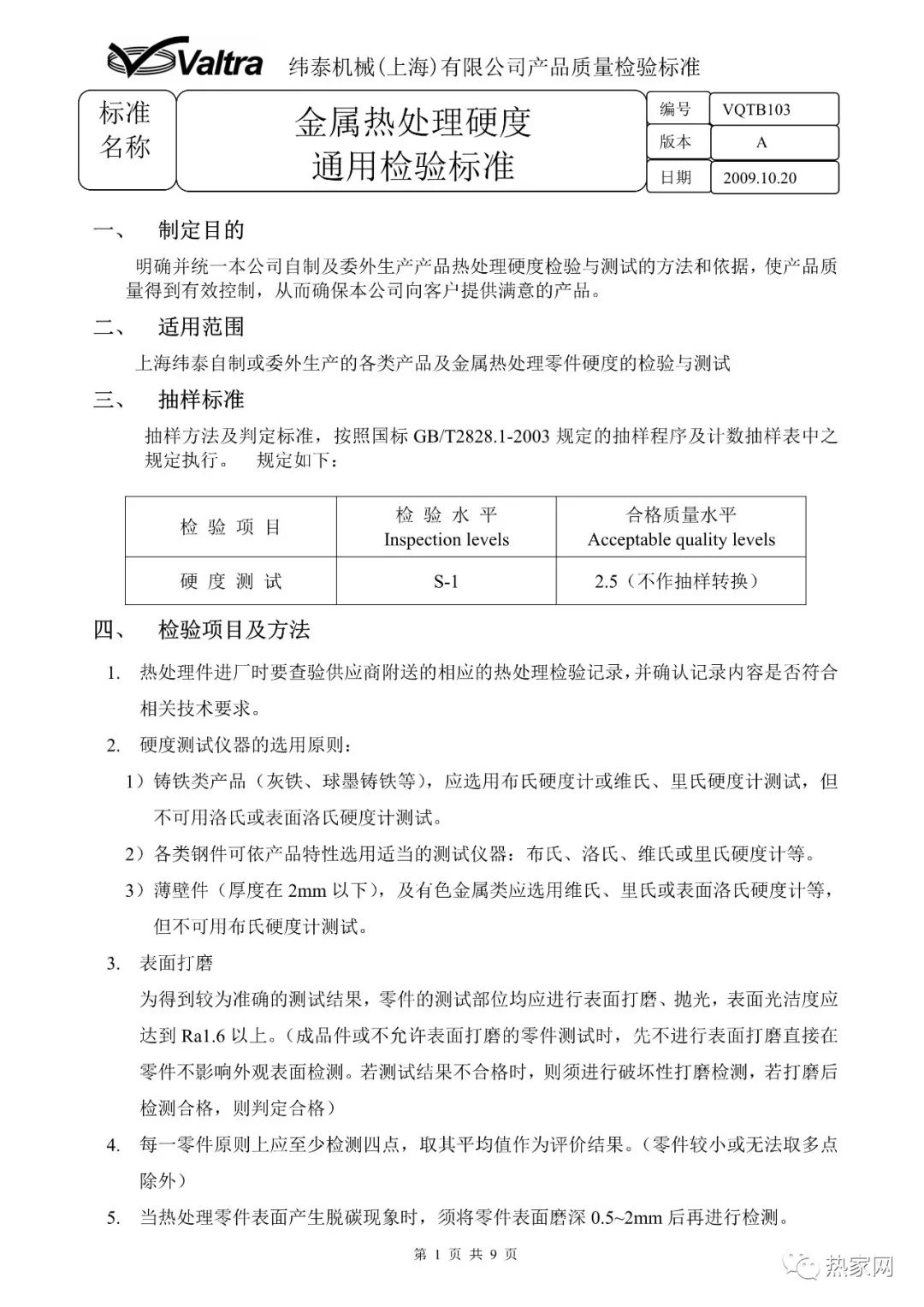 金屬熱處理硬度通用檢驗標(biāo)準(zhǔn)
