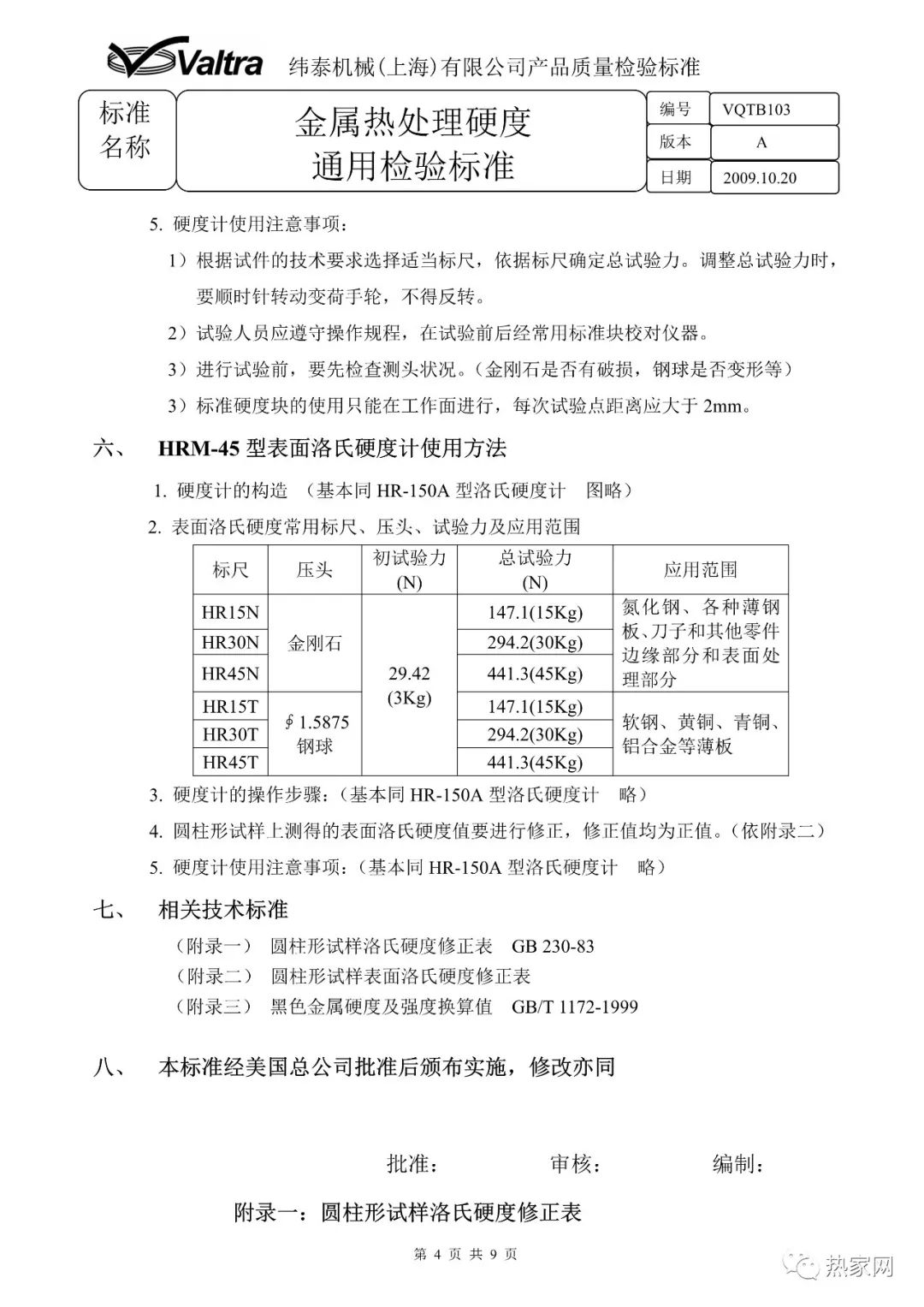 金屬熱處理硬度通用檢驗標(biāo)準(zhǔn)